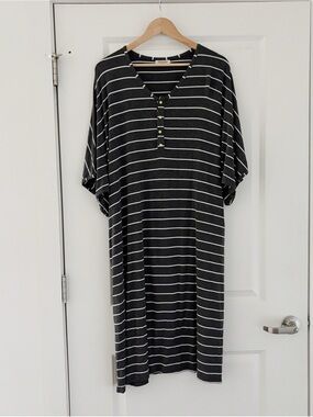 Dwell and Slumber Caftan House Dress Striped Nursing Maternity One Size